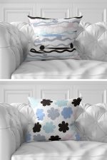 7'li Renkli Çizgili Puan Tasarımlı Dijital Baskılı Kırlent Kılıfı Seti Realhomes