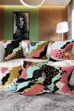 7'li Renkli Özel Tasarım Ebru Tasarımlı Dijital Baskılı Kırlent Kılıfı Seti Realhomes