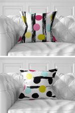 7'li Siyah Çizgili Renkli Puanlı Dijital Baskılı Kırlent Kılıfı Seti Realhomes