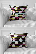 7'li Siyah Çizgili Renkli Puanlı Dijital Baskılı Kırlent Kılıfı Seti Realhomes