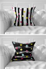 7'li Siyah Çizgili Renkli Puanlı Dijital Baskılı Kırlent Kılıfı Seti Realhomes