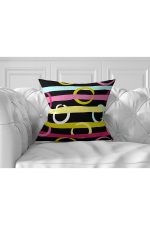 7'li Siyah Çizgili Renkli Puanlı Dijital Baskılı Kırlent Kılıfı Seti Realhomes