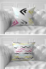 7'li Renkli Geometrik Çizimli  Dijital Baskılı Kırlent Kılıfı Seti Realhomes