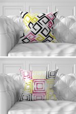 7'li Renkli Geometrik Çizimli  Dijital Baskılı Kırlent Kılıfı Seti Realhomes