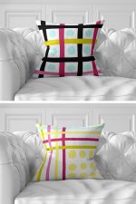 7'li Renkli Geometrik Çizimli Renkli Puanlı Dijital Baskılı Kırlent Kılıfı Seti Realhomes