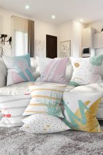 7'li Renkli Kumlama Zeminli Özel Tasarım Dijital Baskılı Kırlent Kılıfı Seti Realhomes