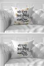 7'li Gold Detaylı Mery Chrismas Temalı Dijital Baskılı Kırlent Kılıfı Seti Realhomes