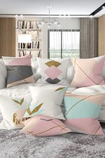 - Rh-K7liset508-Gorsel1 - Realhomes  7'li Soft Renkli Gold Detaylı Özel Tasarım Dijital Baskılı Kırlent Kılıfı Seti Realhomes