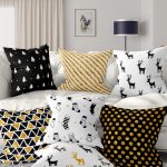 7'li Gold Detaylı Mery Chrismas Temalı Dijital Baskılı Kırlent Kılıfı Seti Realhomes