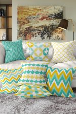 - Rh-K7liset519-Gorsel1 - Realhomes 7'li Renkli Geometrik Çizimli Dijital Baskılı Kırlent Kılıfı Seti Realhomes