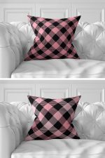 7'li Pembe Ekose Tasarımlı Dijital Baskılı Kırlent Kılıfı Seti Realhomes