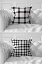 7'li Pembe Ekose Tasarımlı Dijital Baskılı Kırlent Kılıfı Seti Realhomes