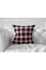 7'li Pembe Ekose Tasarımlı Dijital Baskılı Kırlent Kılıfı Seti Realhomes