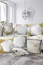 7'li Gold Çiçek Tasarımlı Dijital Baskılı Kırlent Kılıfı Seti Realhomes