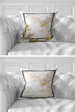 7'li Gold Çiçek Tasarımlı Dijital Baskılı Kırlent Kılıfı Seti Realhomes