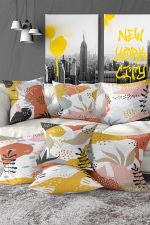 - Rh-K7liset536-Gorsel1 - Realhomes  7'li Renkli Egzotik Yaprak Tasarımlı Dijital Baskılı Kırlent Kılıfı Seti Realhomes