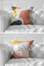 - Rh-K7liset536-Gorsel2 - Realhomes  7'li Renkli Egzotik Yaprak Tasarımlı Dijital Baskılı Kırlent Kılıfı Seti Realhomes