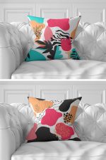 7'li Renkli Egzotik Yaprak Tasarımlı Dijital Baskılı Kırlent Kılıfı Seti Realhomes