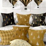 7'li Renkli Çam Ağacı Çizimli Dijital Baskılı Kırlent Kılıfı Seti Realhomes