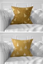 7'li Gold Renkli Çam Ağacı Tasarımlı Dijital Baskılı Kırlent Kılıfı Seti Realhomes