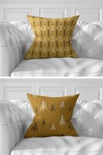 7'li Gold Renkli Çam Ağacı Tasarımlı Dijital Baskılı Kırlent Kılıfı Seti Realhomes