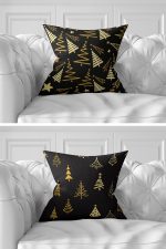 7'li Gold Renkli Çam Ağacı Tasarımlı Dijital Baskılı Kırlent Kılıfı Seti Realhomes