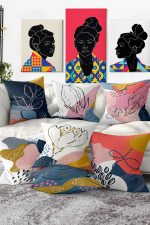 - Rh-K7liset545-Gorsel1 - Realhomes  7'li Özel Tasarım Gold Detaylı Yaprak Tasarımlı Dijital Baskılı Kırlent Kılıfı Seti Realhomes