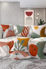 - Rh-K7liset549-Gorsel1 - Realhomes 7'li Renkli Pastel Onedraw Çizimli Dijital Baskılı Kırlent Kılıfı Seti Realhomes