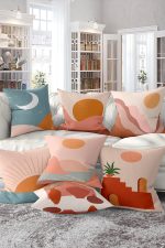 7'li Soyut Minimalist Tasarımlı Dijital Baskılı Kırlent Kılıfı Seti Realhomes