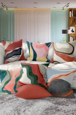 7'li Renkli Suluboya Motifli Dijital Baskılı Kırlent Kılıfı Seti Realhomes