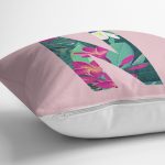 - Rh-K9428-Gorsel3 - Realhomes Pembe Zemin Tropik Yapraklı N Harfi Özel Tasarım Dijital Baskılı Yastık Kırlent Kılıfı Realhomes