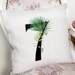 Beyaz Zemin Yaprak Motifli Siyah 7 Rakamı Özel Tasarım Dijital Baskılı Yastık Kırlent Kılıfı Realhomes