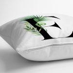 - Rh-K9459-Gorsel3 - Realhomes Beyaz Zemin Yaprak Motifli Siyah E Harfi Özel Tasarım Dijital Baskılı Yastık Kırlent Kılıfı Realhomes