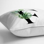 - Rh-K9460-Gorsel3 - Realhomes Beyaz Zemin Yaprak Motifli Siyah F Harfi Özel Tasarım Dijital Baskılı Yastık Kırlent Kılıfı Realhomes