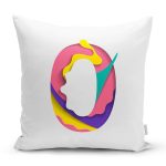 Beyaz Zemin Renkli 0 Rakamlı Özel Tasarım Dijital Baskılı Yastık Kırlent Kılıfı Realhomes