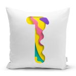 Beyaz Zemin Renkli 1 Rakamlı Özel Tasarım Dijital Baskılı Yastık Kırlent Kılıfı Realhomes