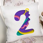 Beyaz Zemin Renkli 2 Rakamlı Özel Tasarım Dijital Baskılı Yastık Kırlent Kılıfı Realhomes