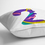 Beyaz Zemin Renkli 2 Rakamlı Özel Tasarım Dijital Baskılı Yastık Kırlent Kılıfı Realhomes