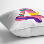 Beyaz Zemin Renkli 4 Rakamlı Özel Tasarım Dijital Baskılı Yastık Kırlent Kılıfı Realhomes