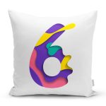 Beyaz Zemin Renkli 6 Rakamlı Özel Tasarım Dijital Baskılı Yastık Kırlent Kılıfı Realhomes