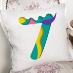 Beyaz Zemin Renkli 7 Rakamlı Özel Tasarım Dijital Baskılı Yastık Kırlent Kılıfı Realhomes