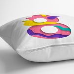 Beyaz Zemin Renkli 8 Rakamlı Özel Tasarım Dijital Baskılı Yastık Kırlent Kılıfı Realhomes