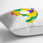 Beyaz Zemin Renkli 9 Rakamlı Özel Tasarım Dijital Baskılı Yastık Kırlent Kılıfı Realhomes