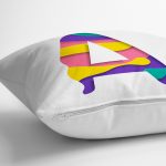 - Rh-K9496-Gorsel3 - Realhomes Beyaz Zemin Renkli A Harfli Özel Tasarım Dijital Baskılı Yastık Kırlent Kılıfı Realhomes