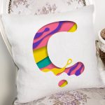 Beyaz Zemin Renkli Ç Harfli Özel Tasarım Dijital Baskılı Yastık Kırlent Kılıfı Realhomes