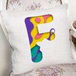 Beyaz Zemin Renkli F Harfli Özel Tasarım Dijital Baskılı Yastık Kırlent Kılıfı Realhomes