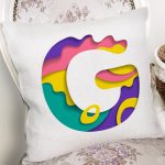 Beyaz Zemin Renkli G Harfli Özel Tasarım Dijital Baskılı Yastık Kırlent Kılıfı Realhomes