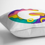 Beyaz Zemin Renkli G Harfli Özel Tasarım Dijital Baskılı Yastık Kırlent Kılıfı Realhomes