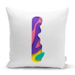 - Rh-K9506-Gorsel1 - Realhomes Beyaz Zemin Renkli I Harfli Özel Tasarım Dijital Baskılı Yastık Kırlent Kılıfı Realhomes