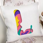 Beyaz Zemin Renkli L Harfli Özel Tasarım Dijital Baskılı Yastık Kırlent Kılıfı Realhomes